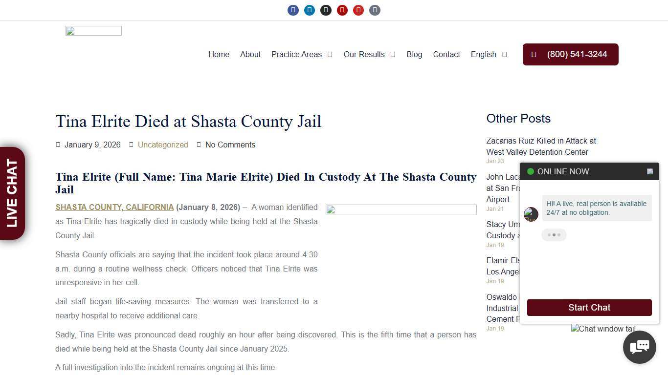 Tina Elrite Died At Shasta County Jail