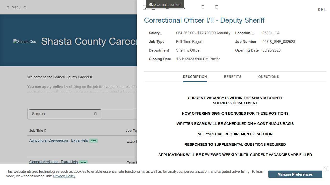correctional-officer-i-ii-deputy-sheriff Job Details tab Career Pages